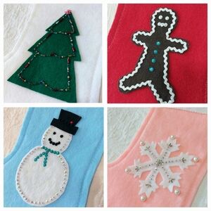 4 Hand Beaded Christmas Stockings